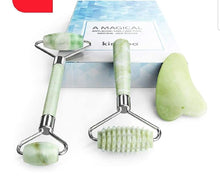 Load image into Gallery viewer, Kimkoo Jade Roller for Face-3 in 1 Kit with Facial Massager Tool,100% Real Natural Jade Stone Facial Roller Anti Aging,Face Beauty Set for Eye Anti-Wrinkle