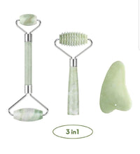 Load image into Gallery viewer, Kimkoo Jade Roller for Face-3 in 1 Kit with Facial Massager Tool,100% Real Natural Jade Stone Facial Roller Anti Aging,Face Beauty Set for Eye Anti-Wrinkle