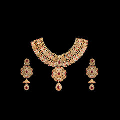 Bridal Kundan White and Maroon Color stones jewellery sets