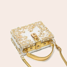 Load image into Gallery viewer, Floral Detailed Handbag - Marbled Rose Gold 