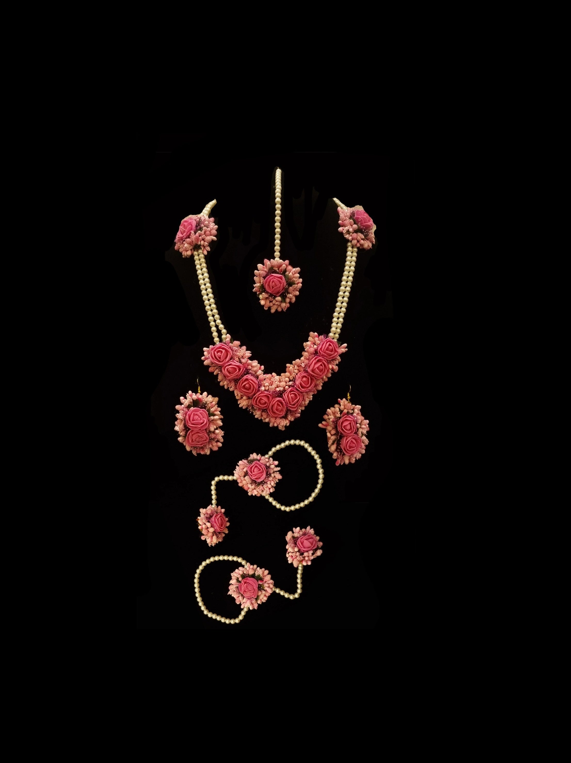 Pearl Pink Floral Henna Jewellery Set.