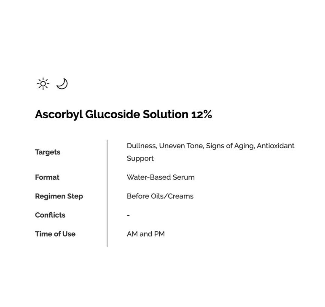 THE ORDINARY

Ascorbyl Glucoside Solution 12%( 30ml