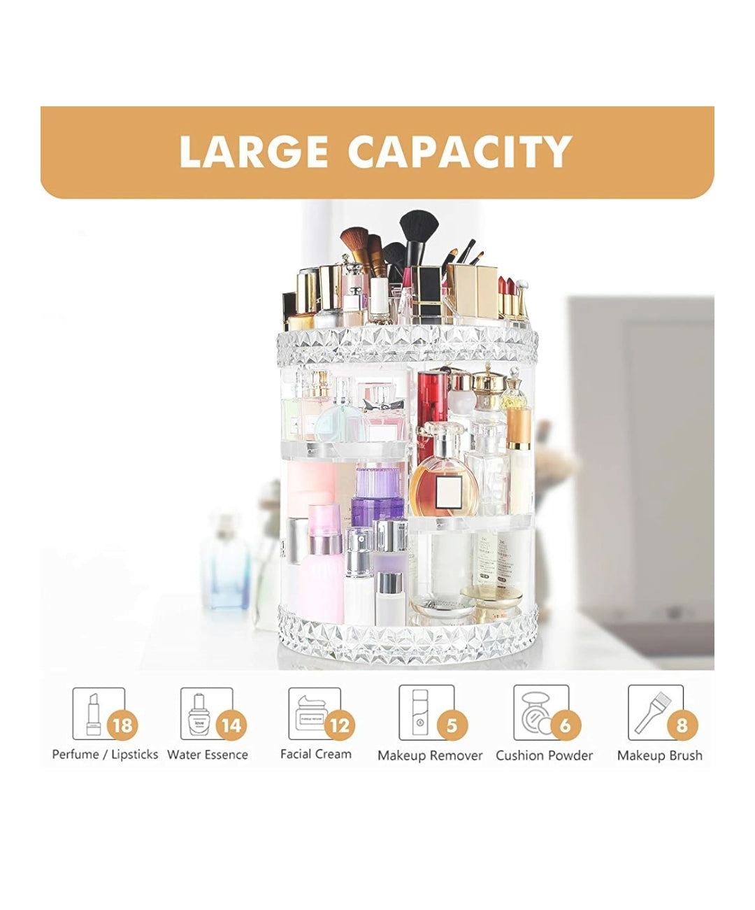 Makeup Organizer 360 Degree Rotating 7 Adjustable Layers Large Capacity Makeup Organizer 360 Degree Rotating 7 Adjustable Layers Large Capacity