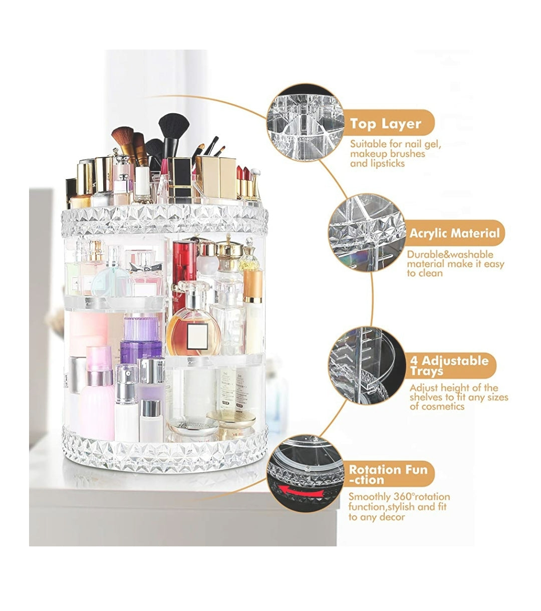 Makeup Organizer 360 Degree Rotating 7 Adjustable Layers Large Capacity Makeup Organizer 360 Degree Rotating 7 Adjustable Layers Large Capacity