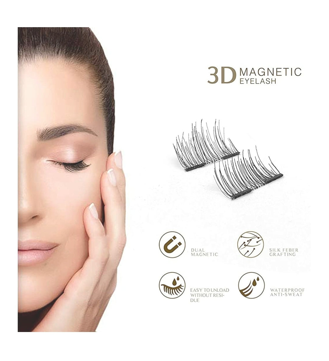 Vassoul Dual Magnetic Eyelashes, Natural Half Lash, 0.2mm Ultra Thin Magnet, Light weight Reusable 3D Eyelashes with Applicator