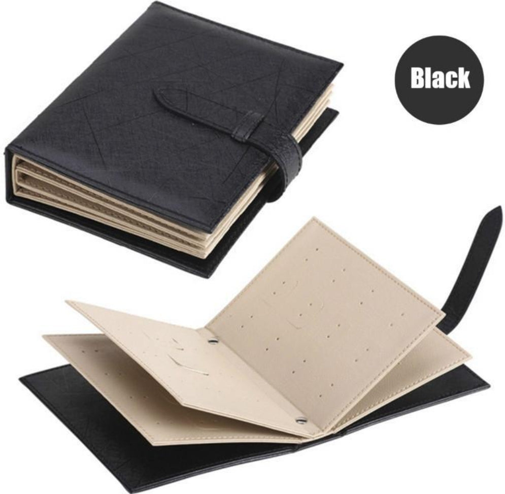 Portable Leather PU Women Fashion Earrings Jewelry Necklace Storage Bag Book Collection Collection