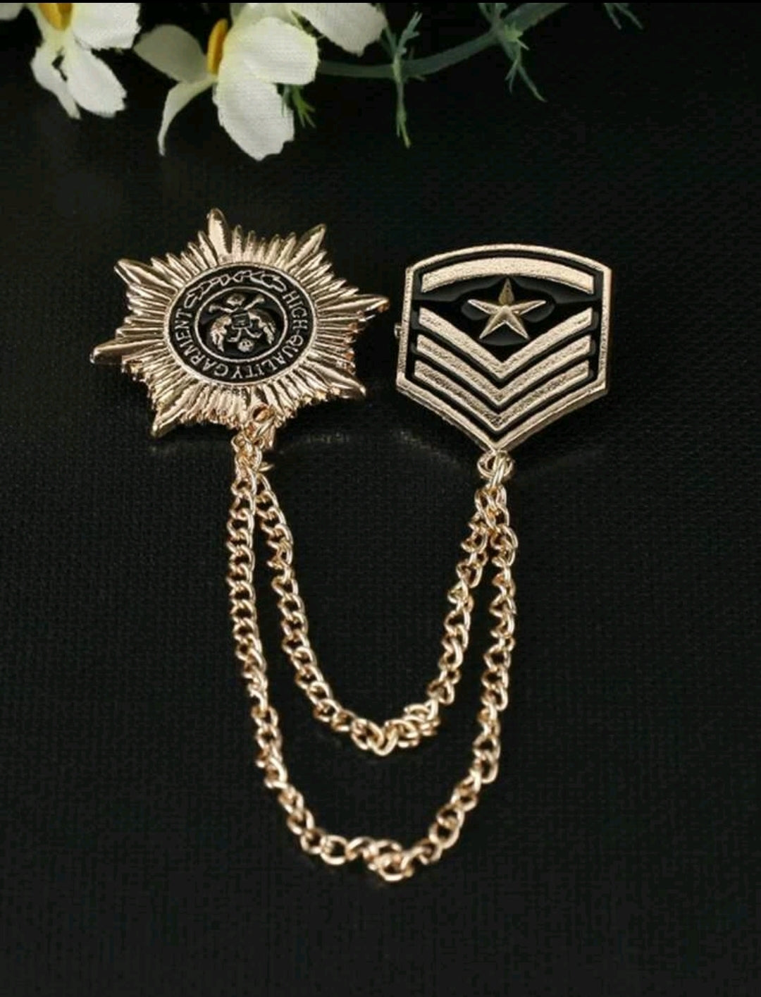 Metal Design Collar clip chain Brooch Metal Design Collar clip chain Brooch