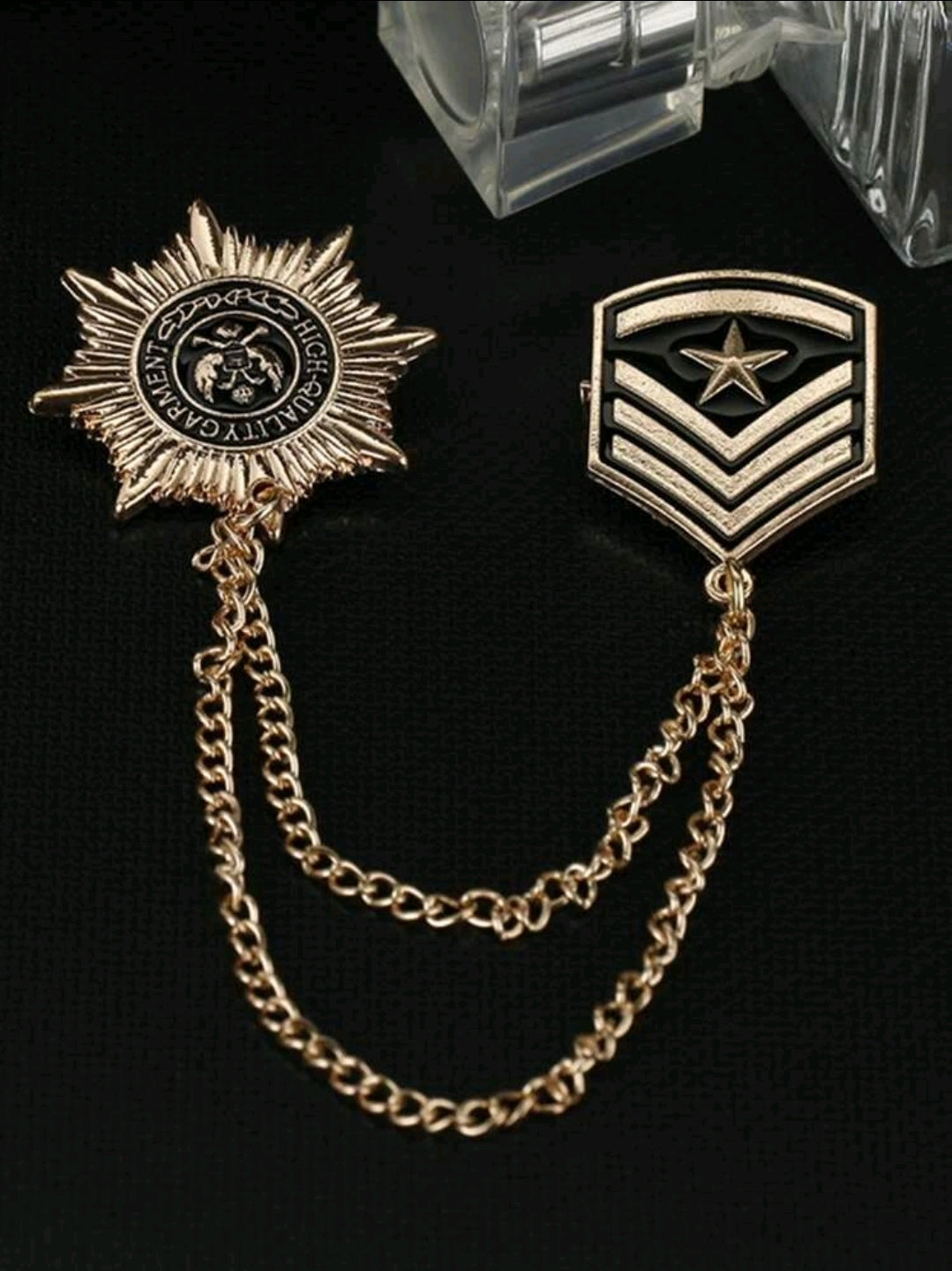 Metal Design Collar clip chain Brooch Metal Design Collar clip chain Brooch