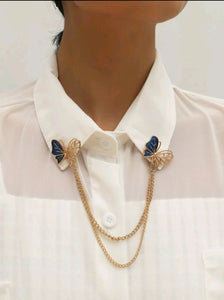 Buttergly Decore Chain Collar Brooch