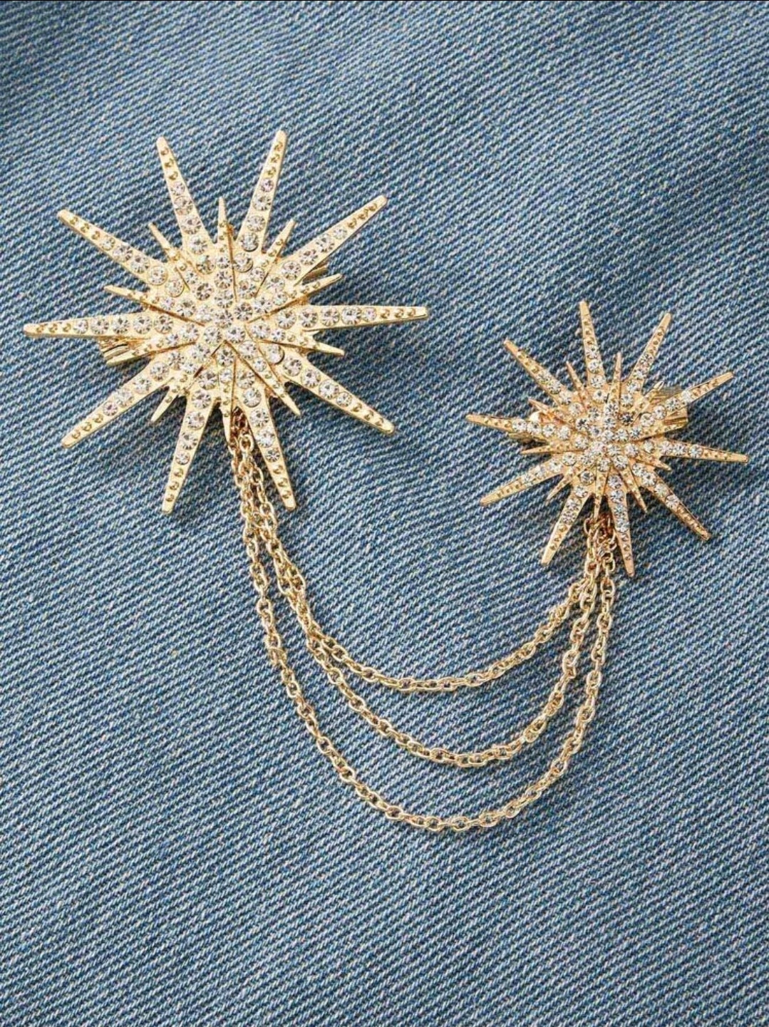 Rhinestone Decore Divergent Syar Chain Brooch Rhinestone Decore Divergent Syar Chain Brooch