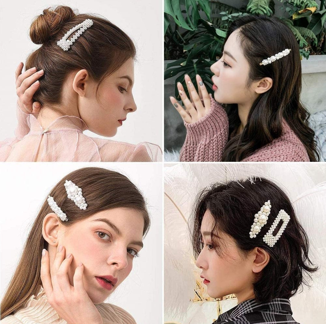 Onlyesh 8 PCS Pearl Hair Clips, Elegant Fashion Gold Hair Barrettes Pins Accessories Pearl Alligator Clips for Wedding Party or Daily for Women and Girls