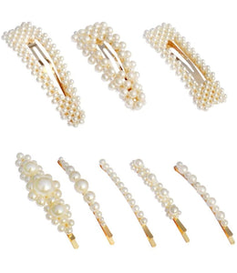 Onlyesh 8 PCS Pearl Hair Clips, Elegant Fashion Gold Hair Barrettes Pins Accessories Pearl Alligator Clips for Wedding Party or Daily for Women and Girls