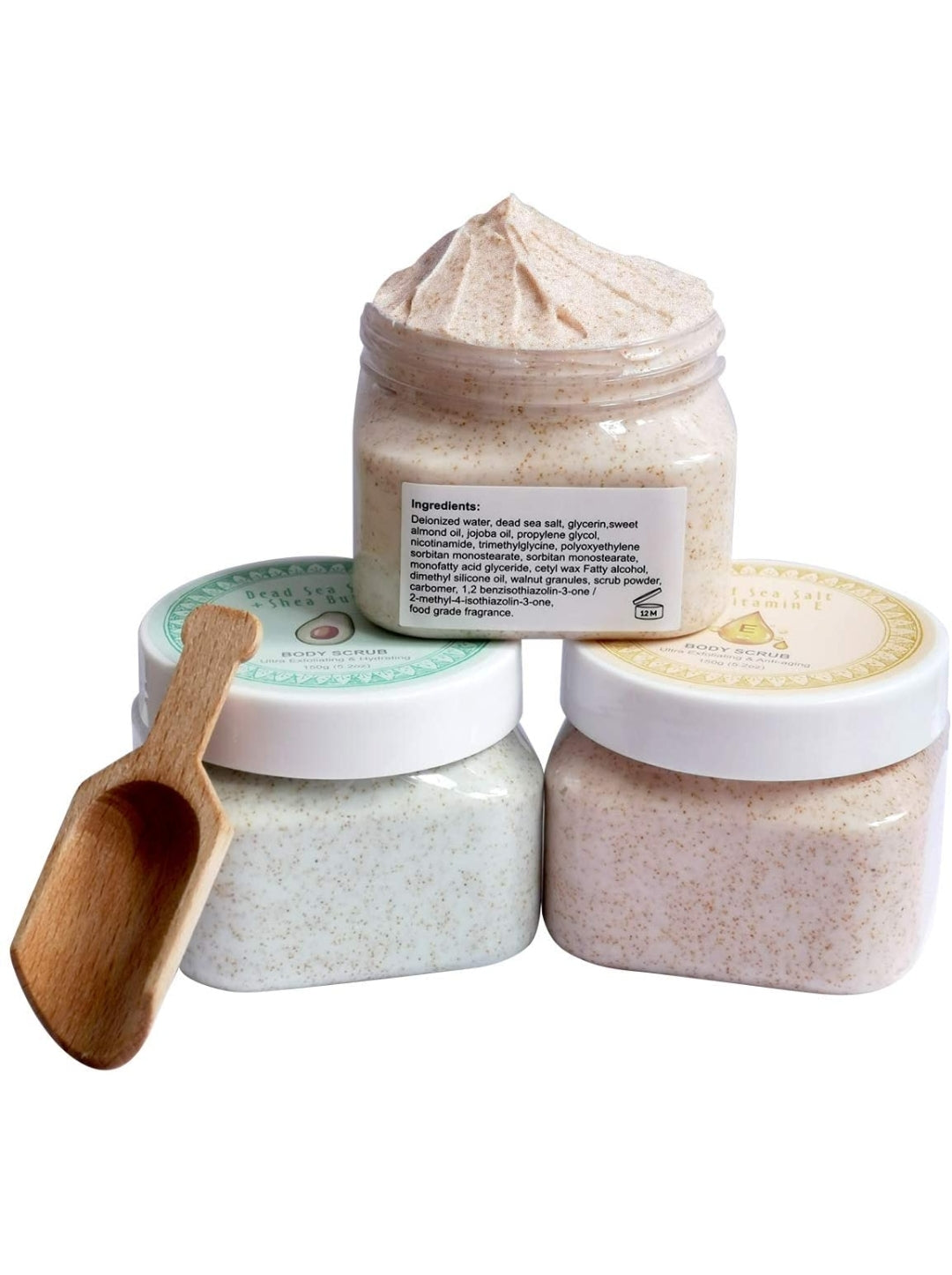 Ultra Exfoliating & Cleanse Body Scrub Gift Set, 3 Pack Natural Dead Sea Salt Body Scrub, Body Scrub Set with Free Bonus Wooden Spoon Ultra Exfoliating & Cleanse Body Scrub Gift Set, 3 Pack Natural Dead Sea Salt Body Scrub, Body Scrub Set with Free Bonus Wooden Spoon