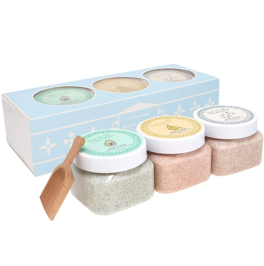 Ultra Exfoliating & Cleanse Body Scrub Gift Set, 3 Pack Natural Dead Sea Salt Body Scrub, Body Scrub Set with Free Bonus Wooden Spoon Ultra Exfoliating & Cleanse Body Scrub Gift Set, 3 Pack Natural Dead Sea Salt Body Scrub, Body Scrub Set with Free Bonus Wooden Spoon