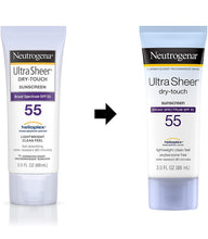 Load image into Gallery viewer, Neutrogena Ultra Sheer Dry-Touch Sunscreen Lotion, Broad Spectrum SPF 55 UVA/UVB Protection, Light, Water Resistant, Non-Comedogenic &amp; Non-Greasy,  3 fl. oz