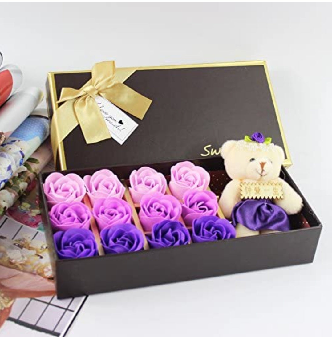 Mr.Pro 12 Flora Scented Bath Soap Rose Flower with Baby Bear Doll, (Preservative Free) Plant Essential Oil Soap, Gift for Anniversary/Birthday/Wedding/Valentine’s Day/Mother’s Day (12 Purple) Mr.Pro 12 Flora Scented Bath Soap Rose Flower with Baby Bear Doll, (Preservative Free) Plant Essential Oil Soap, Gift for Anniversary/Birthday/Wedding/Valentine’s Day/Mother’s Day (12 Purple)