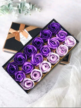 Load image into Gallery viewer, Bath Soap Rose Flower Floral Scented Rose Soap Petals Body Soap in Gift Box for Valentine&#39;s Day Anniversary Birthday Mothers Day Gifts, Gift for Her (18 Pcs/Box Gradient Purple)