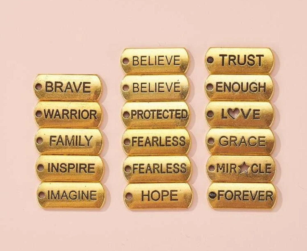 Engraved Motivational Charms Pendants( Gold, Silver ) Engraved Motivational Charms Pendants( Gold, Silver )