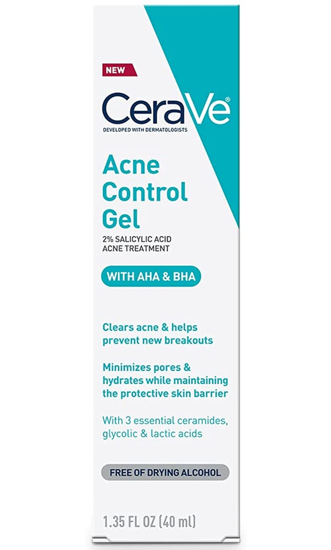 Salicylic Acid Acne Treatment with Glycolic Acid and Lactic Acid | AHA/BHA Acne Gel for Face to Control and Clear Breakouts |1.35 Ounce Salicylic Acid Acne Treatment with Glycolic Acid and Lactic Acid | AHA/BHA Acne Gel for Face to Control and Clear Breakouts |1.35 Ounce