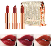 Load image into Gallery viewer, Gireatick Matte Lipstick Makeup Set for Woman, 3pcs Long Lasting Velvet Lipstick in One Glamour Chain Bag, Non-Stick Cup Red Lipstick, Not Fade Waterproof, Color Sensational Lipstick set, Lip Kit Gift Set