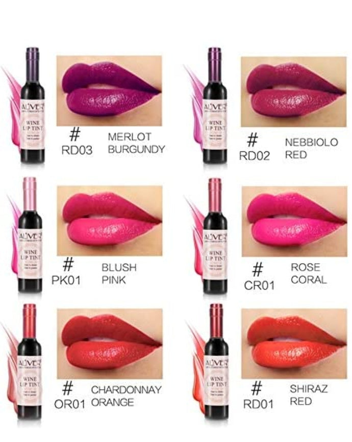 Wine Lip Tint  Waterproof Wine Lip Stain, Long Lasting Matte Liquid Wine Bottle Lipstick Lip Gloss for Women Makeup