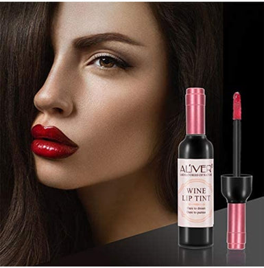 Wine Lip Tint  Waterproof Wine Lip Stain, Long Lasting Matte Liquid Wine Bottle Lipstick Lip Gloss for Women Makeup