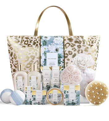 Spa Gift Baskets, Spa Luxetique Spa Gifts for Women, 15pcs Spa Gift Set Includes Bath Bombs, Essential Oil, Hand Cream, Bath Salt and Luxury Tote Bag, Mother's Day Gift for Mom
