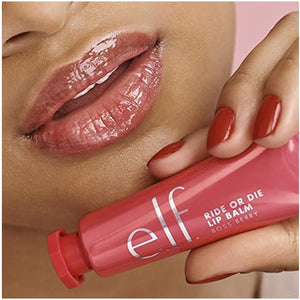 e.l.f. Ride or Die Lip Balm, Ultra-Hydrating Tinted Lip Balm, Infused with Jojoba Oil, Sheer Finish, Tough Cookie, 0.42 Oz (12g)