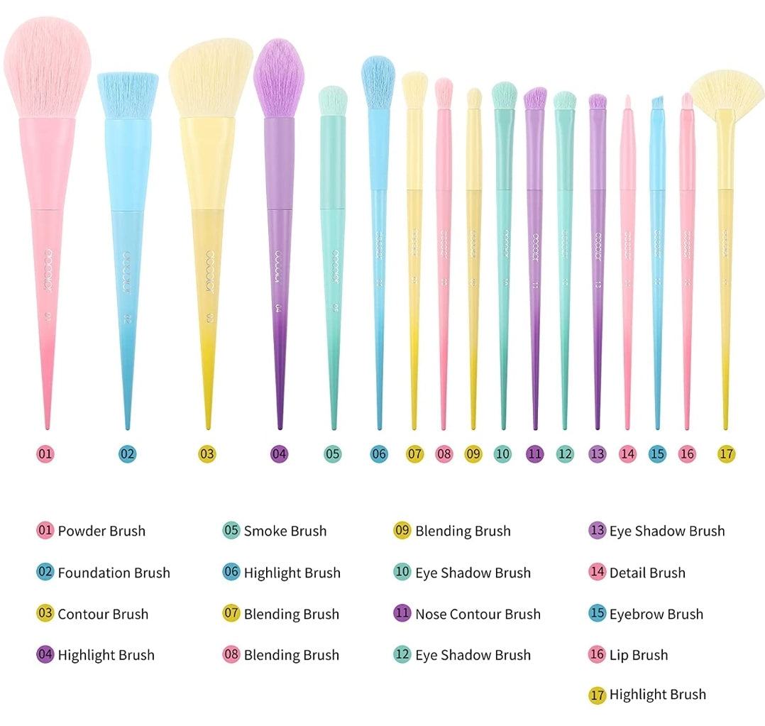 Docolor Makeup Brushes 17 Pcs Colourful Makeup Brush Set Premium Gift Synthetic Kabuki Foundation Blending Face Powder Blush Concealers Eyeshadow Rainbow Make Up Brush Set - Dream of Color Docolor Makeup Brushes 17 Pcs Colourful Makeup Brush Set Premium Gift Synthetic Kabuki Foundation Blending Face Powder Blush Concealers Eyeshadow Rainbow Make Up Brush Set - Dream of Color