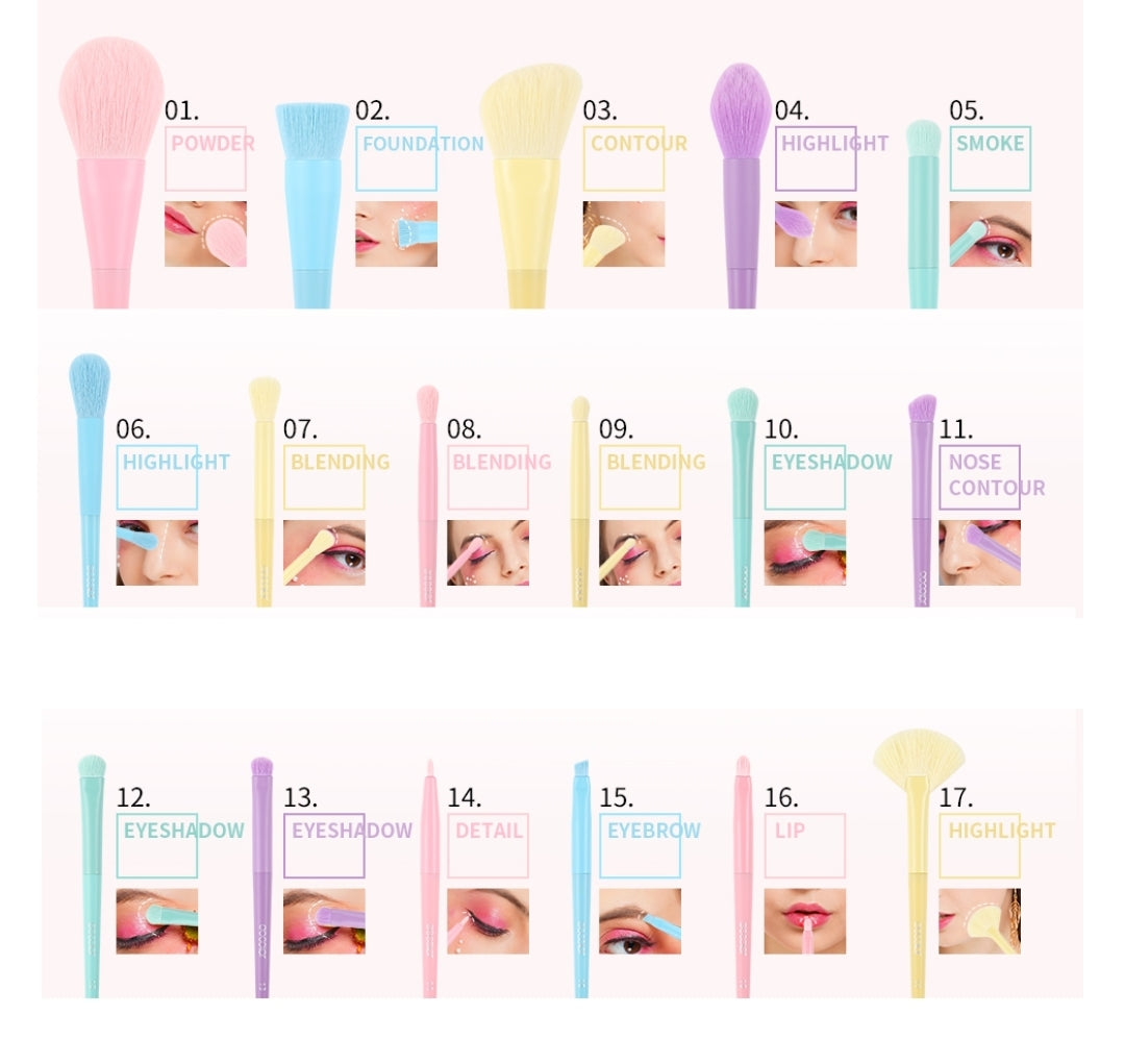Docolor Makeup Brushes 17 Pcs Colourful Makeup Brush Set Premium Gift Synthetic Kabuki Foundation Blending Face Powder Blush Concealers Eyeshadow Rainbow Make Up Brush Set - Dream of Color Docolor Makeup Brushes 17 Pcs Colourful Makeup Brush Set Premium Gift Synthetic Kabuki Foundation Blending Face Powder Blush Concealers Eyeshadow Rainbow Make Up Brush Set - Dream of Color