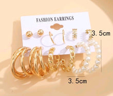 Load image into Gallery viewer, 6 Pairs Faux Pearl Earrings.
