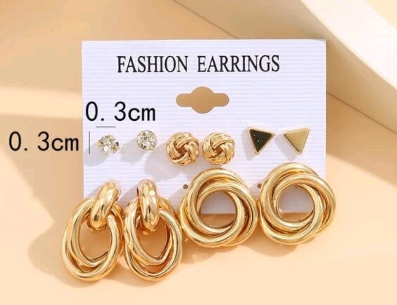 5 Pairs Golden Earrings.