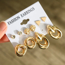 Load image into Gallery viewer, 5 Pairs Golden Earrings.