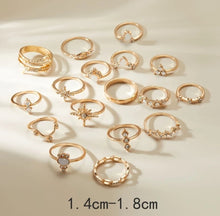 Load image into Gallery viewer, Rhinestone &amp; Star Decor Rings ( 17 Pcs)