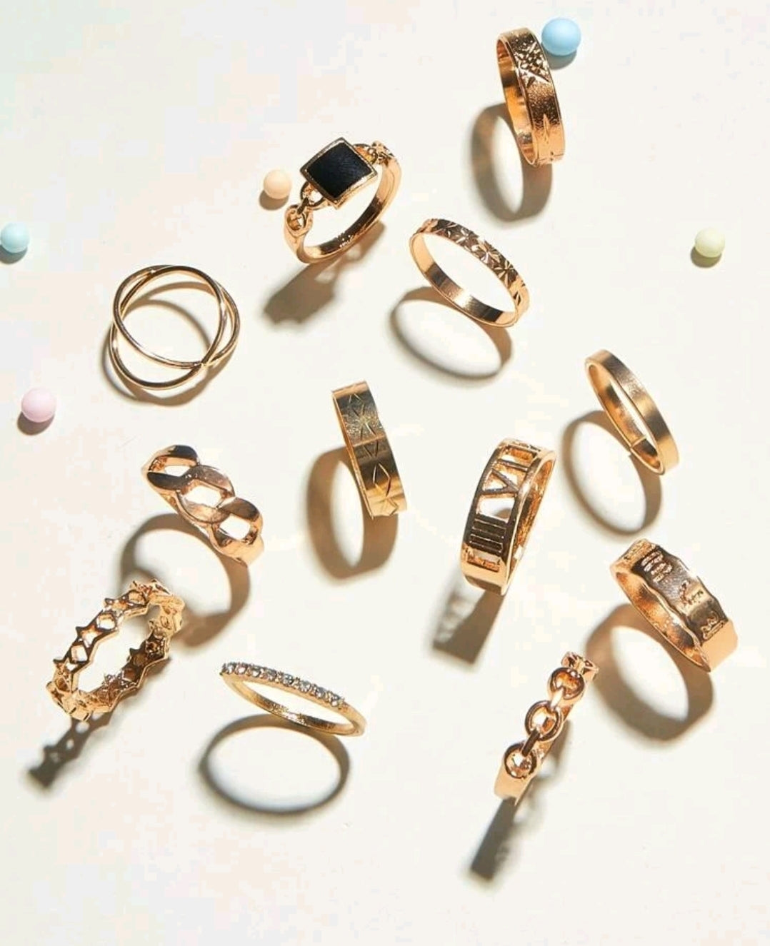 12 Pcs Rhine stone Decor Rings. 12 Pcs Rhine stone Decor Rings.