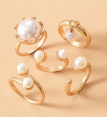 Faux Pearl Rings ( 5pcs)