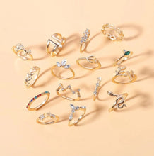 Load image into Gallery viewer, 15 Pcs Rhinestone Rings.