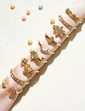 Load image into Gallery viewer, ( 9 pcs ) Rhinestone Decor Moon Rings.