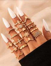 Load image into Gallery viewer, ( 17 pcs ) Rhinestone Decor Rings