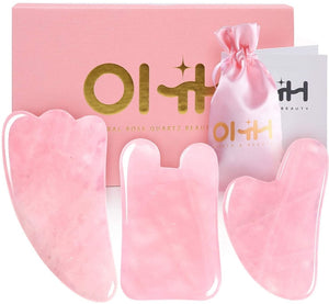 Gua Sha Facial Tools Set, OHH Rose Quartz Gua Sha Scraping Massage Tool for SPA Acupuncture Therapy Trigger Point Treatment, Face Massager for Facial Skincare, Pack of 3

k of 3