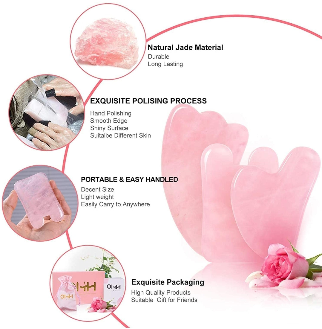 Gua Sha Facial Tools Set, OHH Rose Quartz Gua Sha Scraping Massage Tool for SPA Acupuncture Therapy Trigger Point Treatment, Face Massager for Facial Skincare, Pack of 3
k of 3 Gua Sha Facial Tools Set, OHH Rose Quartz Gua Sha Scraping Massage Tool for SPA Acupuncture Therapy Trigger Point Treatment, Face Massager for Facial Skincare, Pack of 3
k of 3
