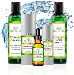 Tree of Life Vitamin C Complete Regimen | Includes Cleanser, Toner, Serum, Face Cream and Eye Gel