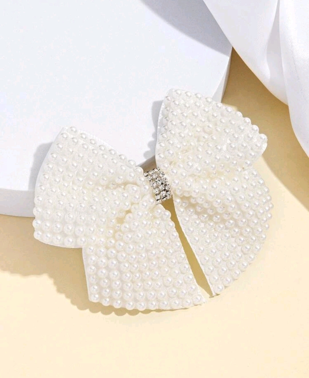 Faux Pearl Bow Hair Clip. Faux Pearl Bow Hair Clip.