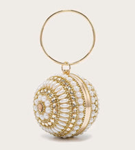 Load image into Gallery viewer, Rhinestone &amp; faux pearl decor chain circle bag.