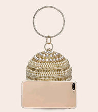 Load image into Gallery viewer, Rhinestone tassel &amp; faux pearl decor circle bag.