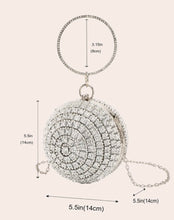 Load image into Gallery viewer, Silver rhinestone decor top ring circle bag.