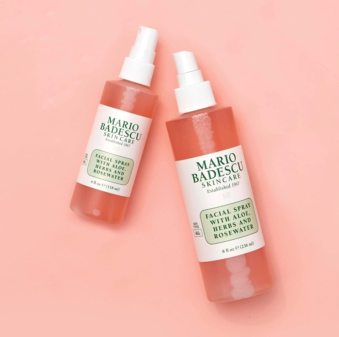 Mario Badescu Facial Spray with Aloe, Herbs and Rosewater for All Skin Types | Face Mist that Hydrates, Rejuvenates & Clarifies