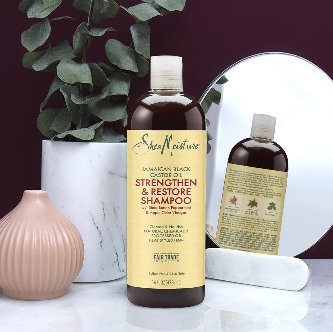 SHEA MOISTUREJamaican Black Castor Oil Strengthen & Restore Shampoo 473ml & Leave-In Conditioner 454g Twin SHEA MOISTUREJamaican Black Castor Oil Strengthen & Restore Shampoo 473ml & Leave-In Conditioner 454g Twin