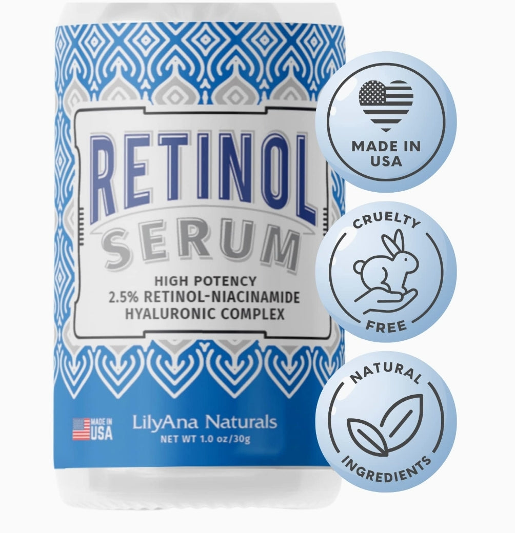 Retinol Serum by LilyAna Naturals - Retinol Serum for Face has pure retinol (2.5%) for effective treatment of dark spots and acne scars - 1oz (1-Pack) Retinol Serum by LilyAna Naturals - Retinol Serum for Face has pure retinol (2.5%) for effective treatment of dark spots and acne scars - 1oz (1-Pack)