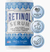 Load image into Gallery viewer, Retinol Serum by LilyAna Naturals - Retinol Serum for Face has pure retinol (2.5%) for effective treatment of dark spots and acne scars - 1oz (1-Pack)